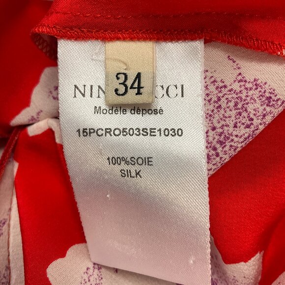 Nina Ricci Red Multi Floral Sleeveless Silk Dress - Picture 5 of 5